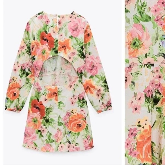ZARA Floral Print Linen Mini Naya Dress 
 XS Garden Party Spring Easter Vacation - Picture 2 of 9